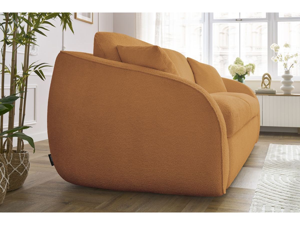 Canapé droit convertible CEZANNE ouverture express tissu bouclette
