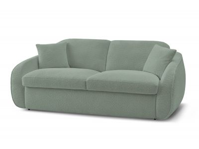 Canapé droit convertible CEZANNE ouverture express tissu bouclette