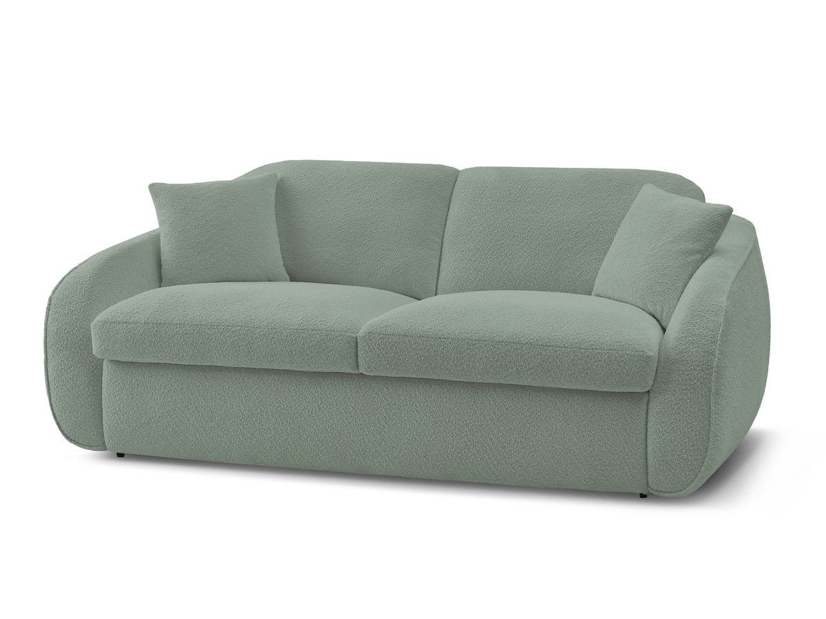 Canapé droit convertible CEZANNE ouverture express tissu bouclette