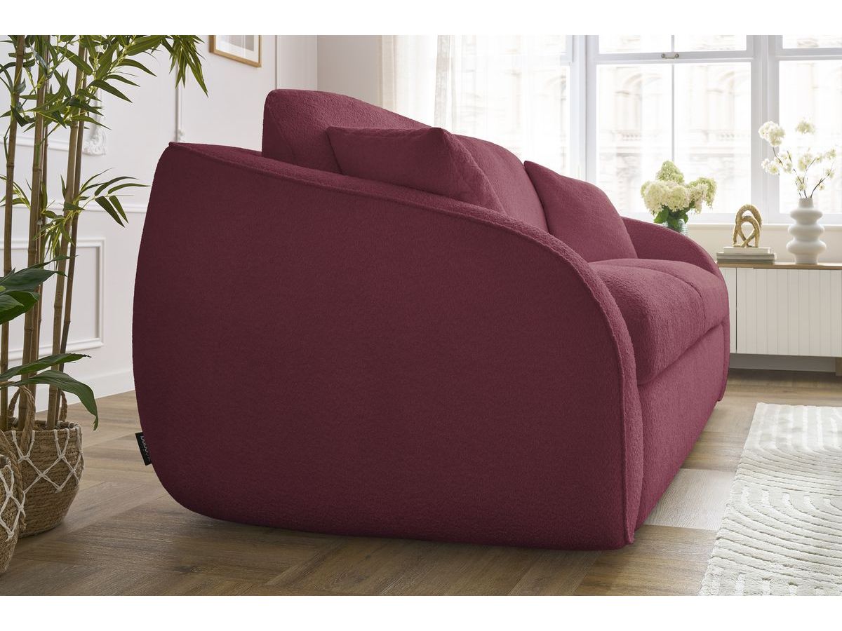 Canapé droit convertible CEZANNE ouverture express tissu bouclette
