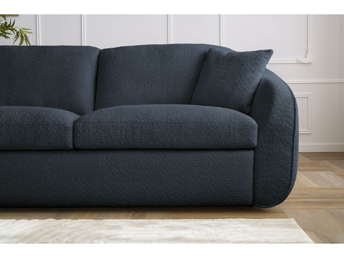 Canapé droit convertible CEZANNE ouverture express tissu bouclette