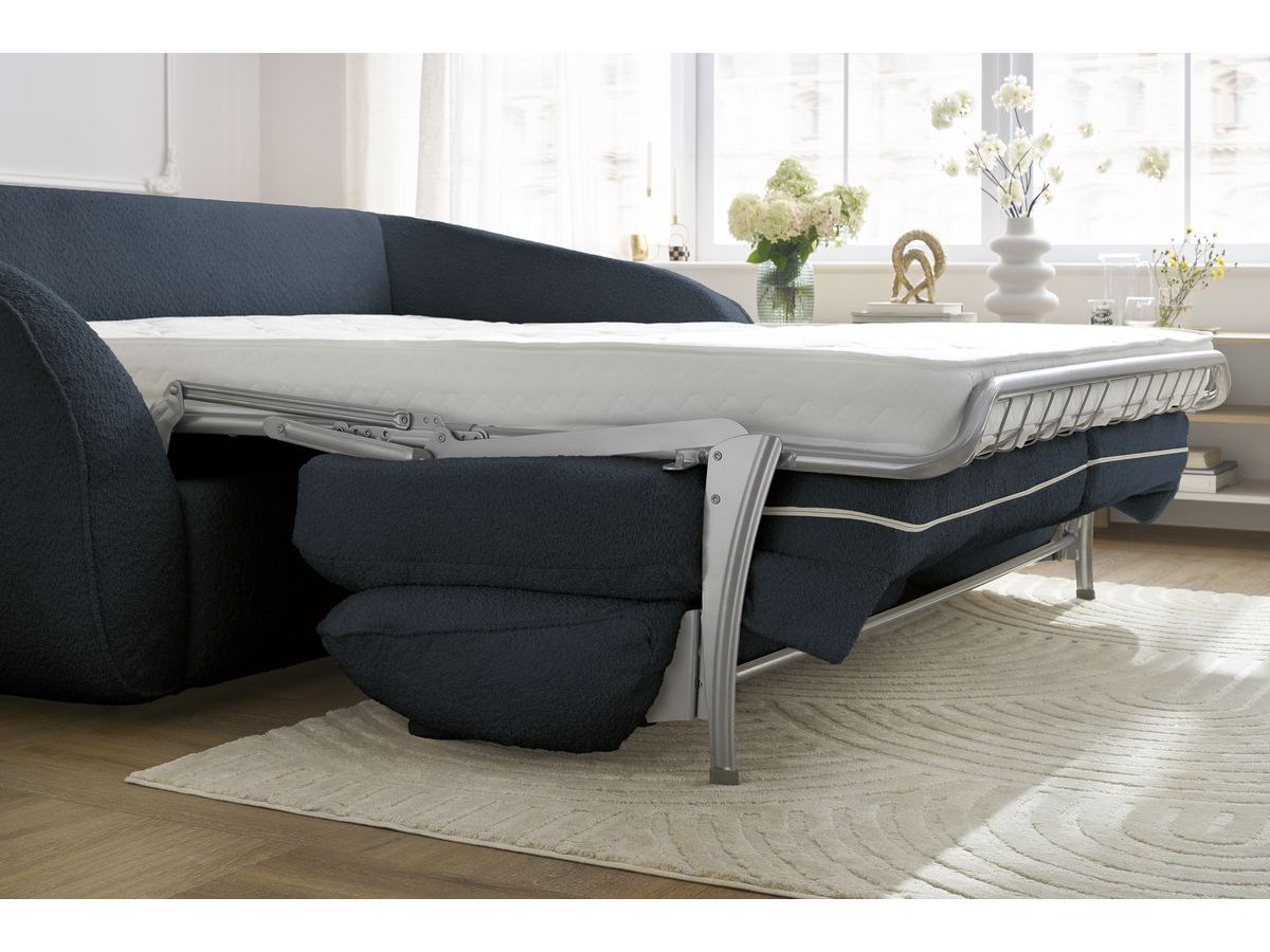 Canapé droit convertible CEZANNE ouverture express tissu bouclette