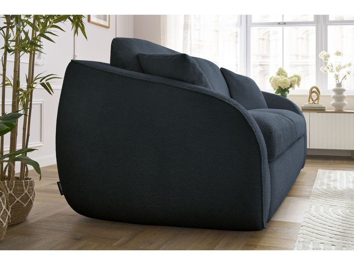 Canapé droit convertible CEZANNE ouverture express tissu bouclette