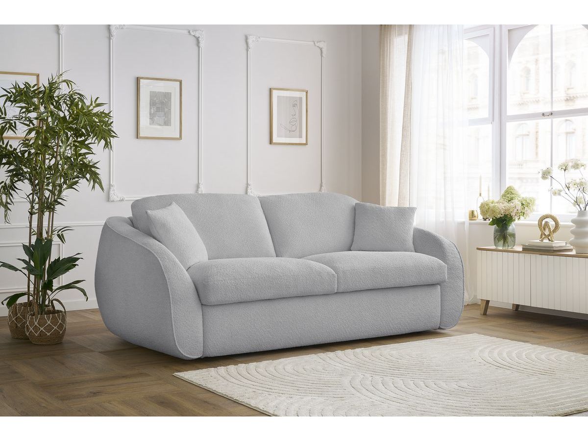 Canapé droit convertible CEZANNE bouclette gris clair — vue 5