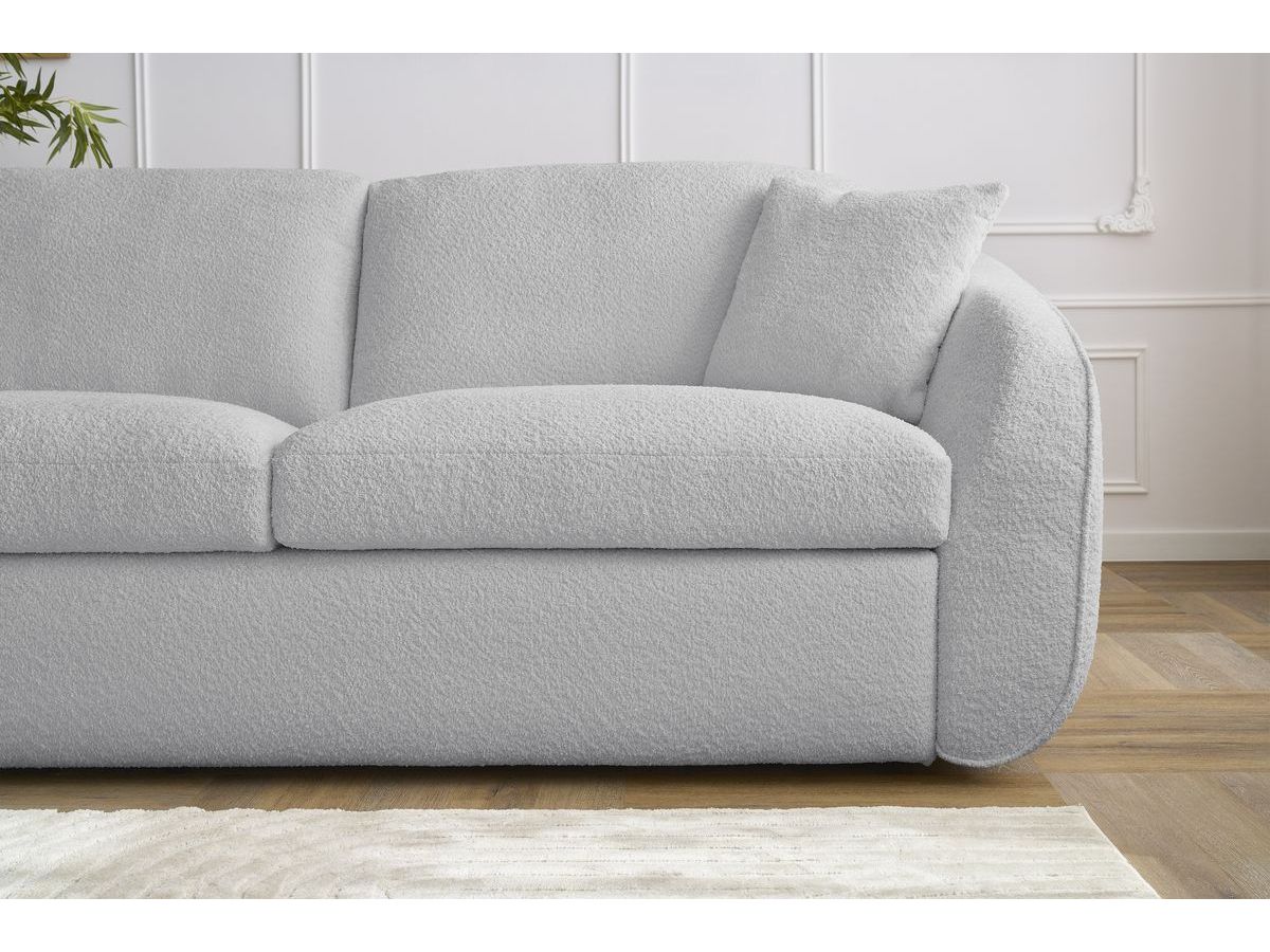 Canapé droit convertible CEZANNE ouverture express tissu bouclette
