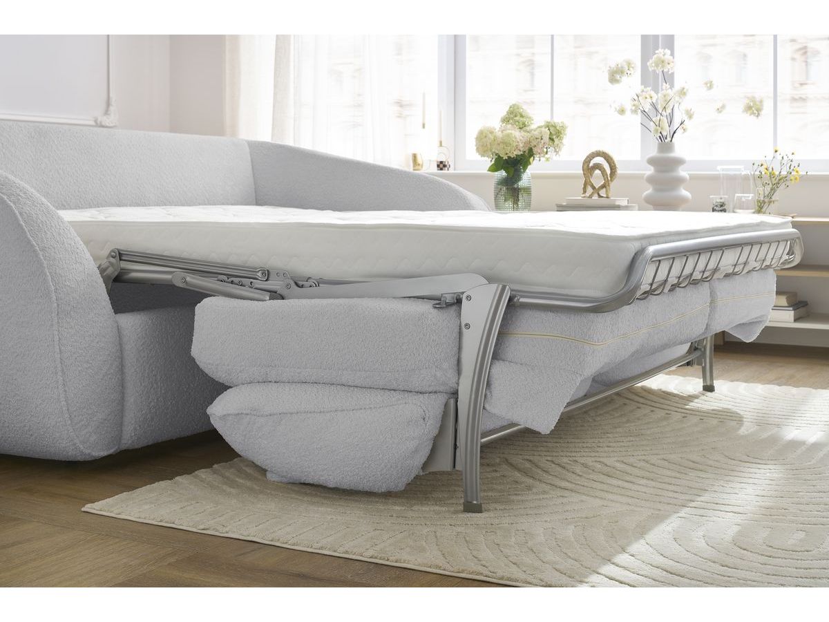 Canapé droit convertible CEZANNE ouverture express tissu bouclette