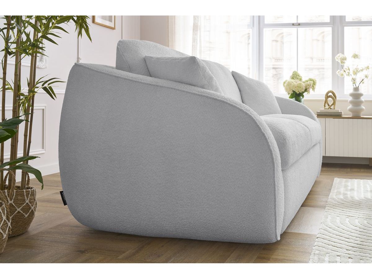 Canapé droit convertible CEZANNE ouverture express tissu bouclette