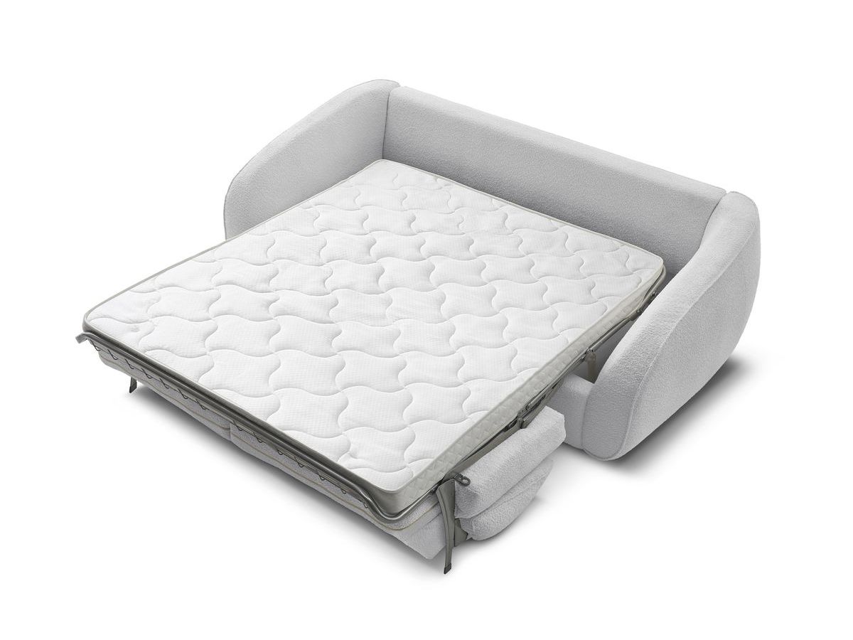Canapé droit convertible CEZANNE ouverture express tissu bouclette
