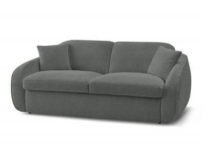 Canapé droit convertible CEZANNE ouverture express tissu bouclette