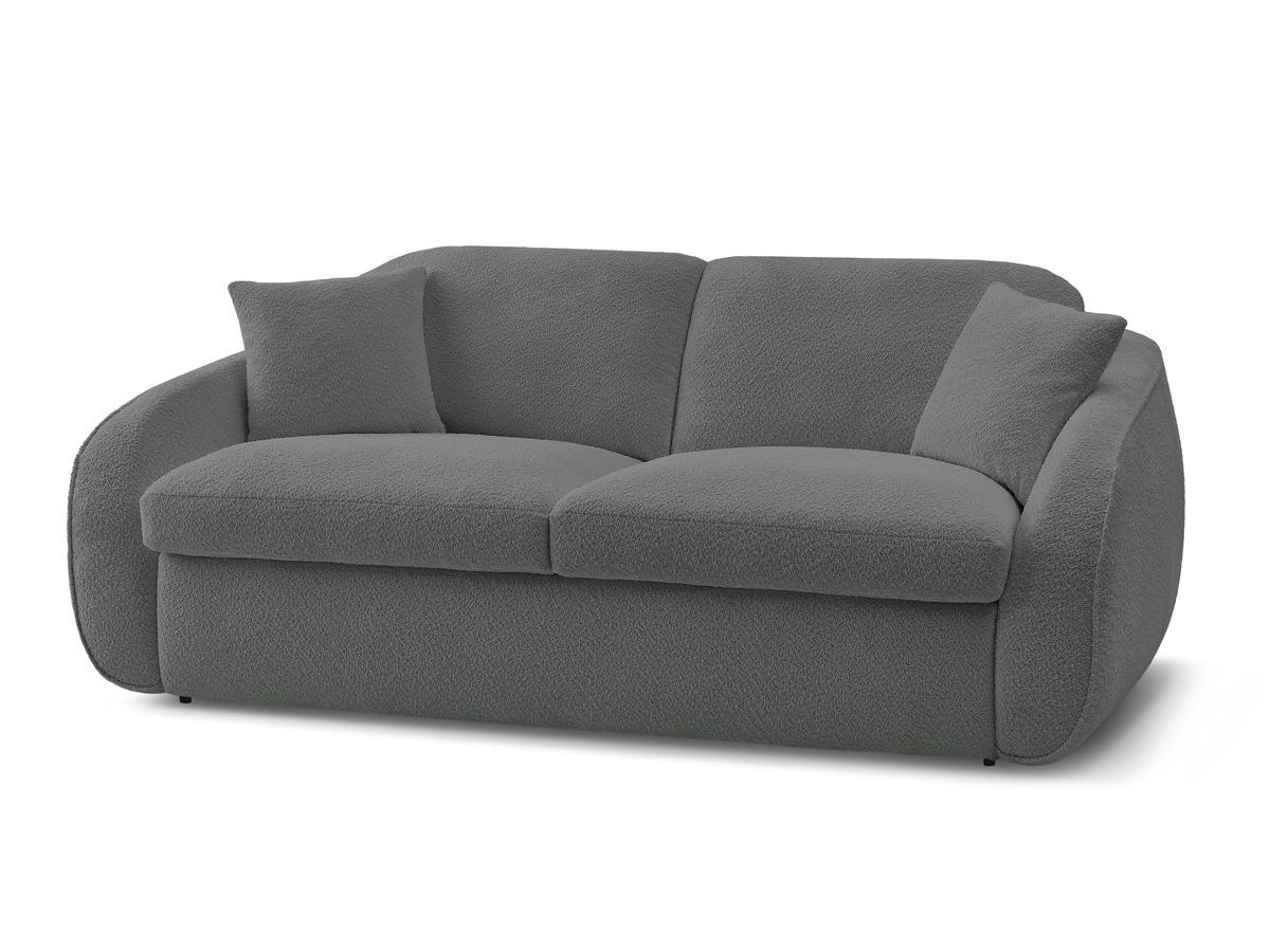 Canapé droit convertible CEZANNE ouverture express tissu bouclette