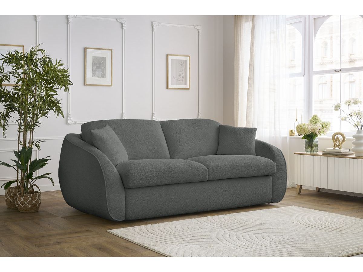 Canapé droit convertible CEZANNE bouclette gris foncé — vue 5