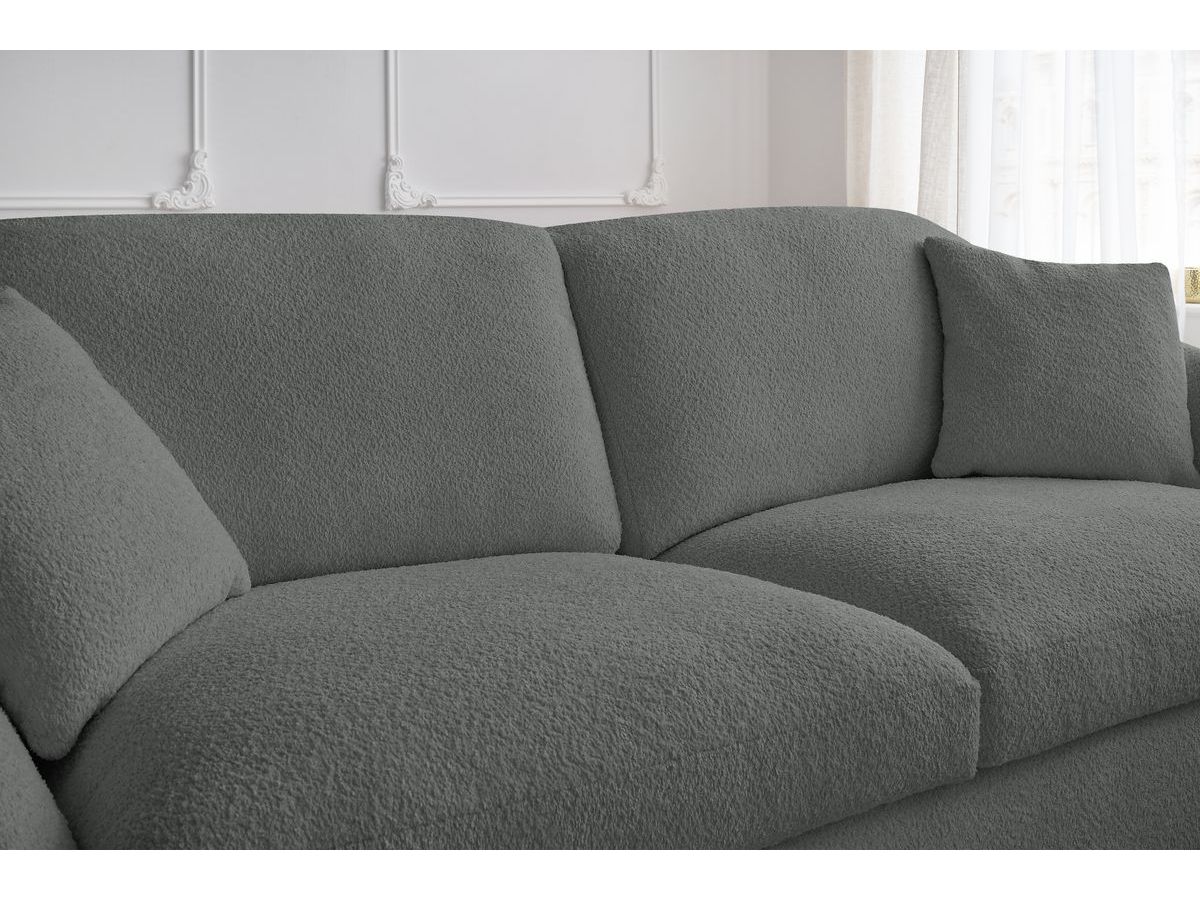 Canapé droit convertible CEZANNE ouverture express tissu bouclette
