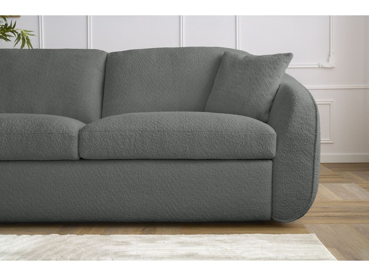 Canapé droit convertible CEZANNE ouverture express tissu bouclette