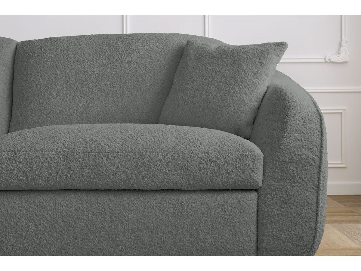 Canapé droit convertible CEZANNE ouverture express tissu bouclette