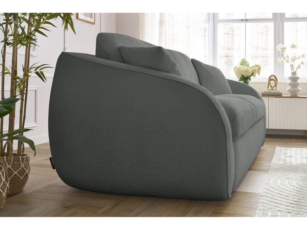 Canapé droit convertible CEZANNE ouverture express tissu bouclette