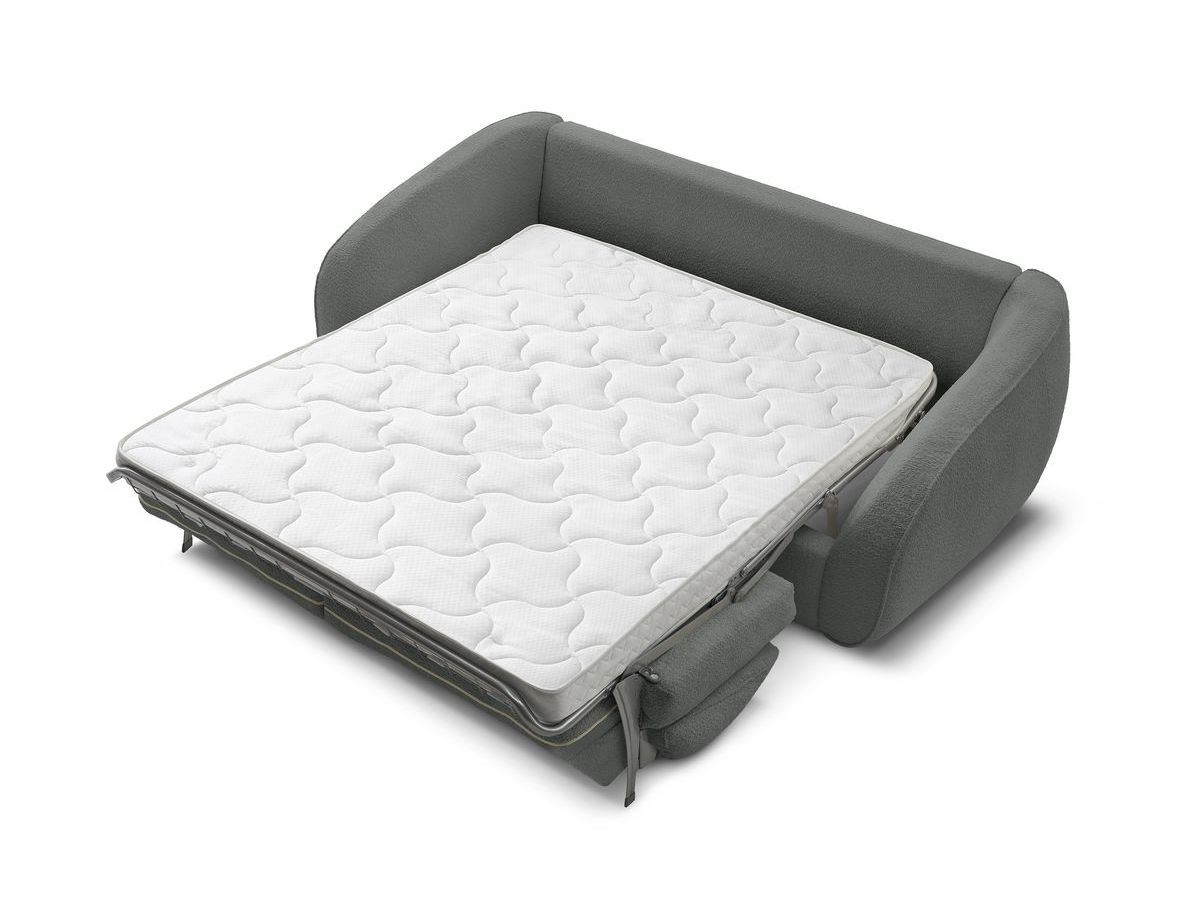 Canapé droit convertible CEZANNE ouverture express tissu bouclette