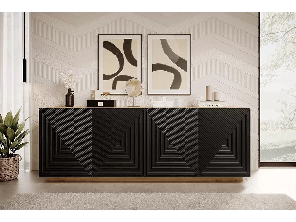 ALICE set met tv-meubel met nis van 200 cm + 4-deurs dressoir van 200 cm