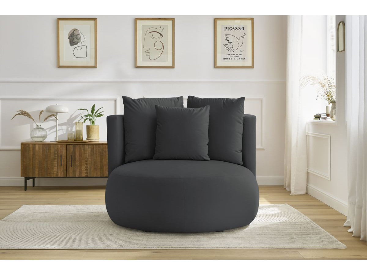 Fauteuil CESAR velours gris foncé — vue 5