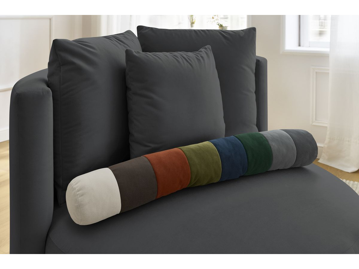 Canapé d'angle fixe EVEREST tissu chiné - Orange - Angle droit - 10 coussins