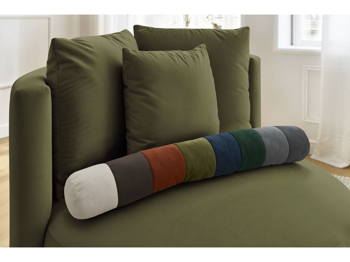Canapé d'angle fixe EVEREST tissu chiné - Orange - Angle droit - 10 coussins