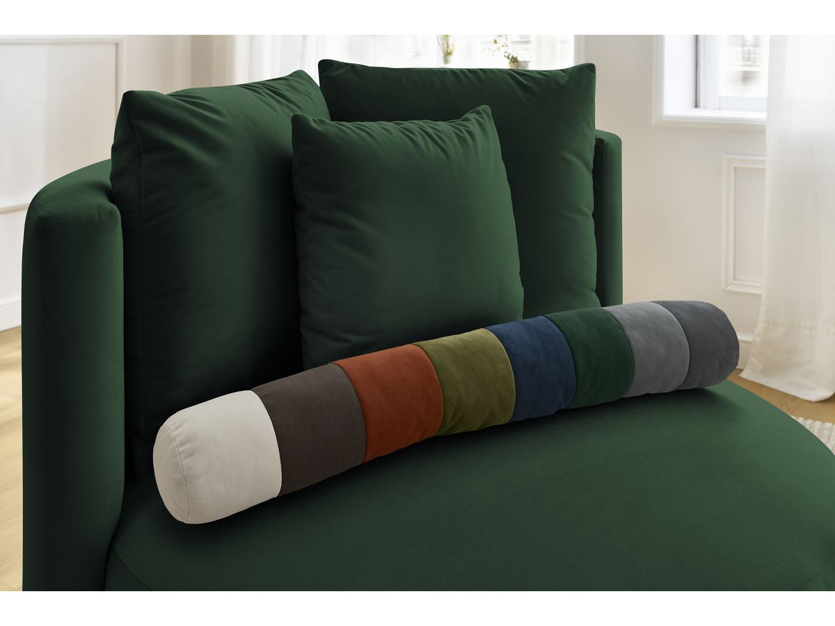 Canapé d'angle fixe EVEREST tissu chiné - Orange - Angle droit - 10 coussins