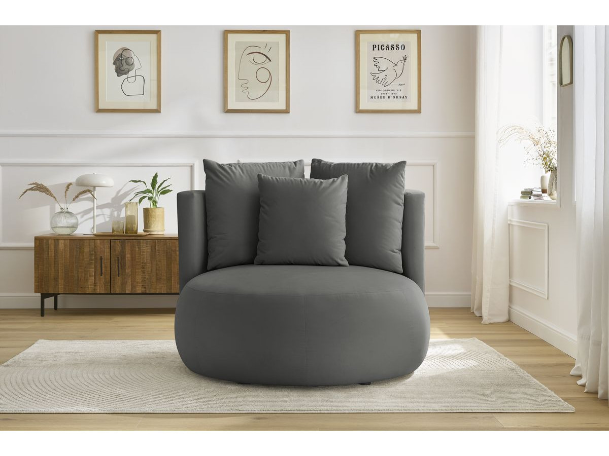Fauteuil CESAR velours gris clair — vue 5