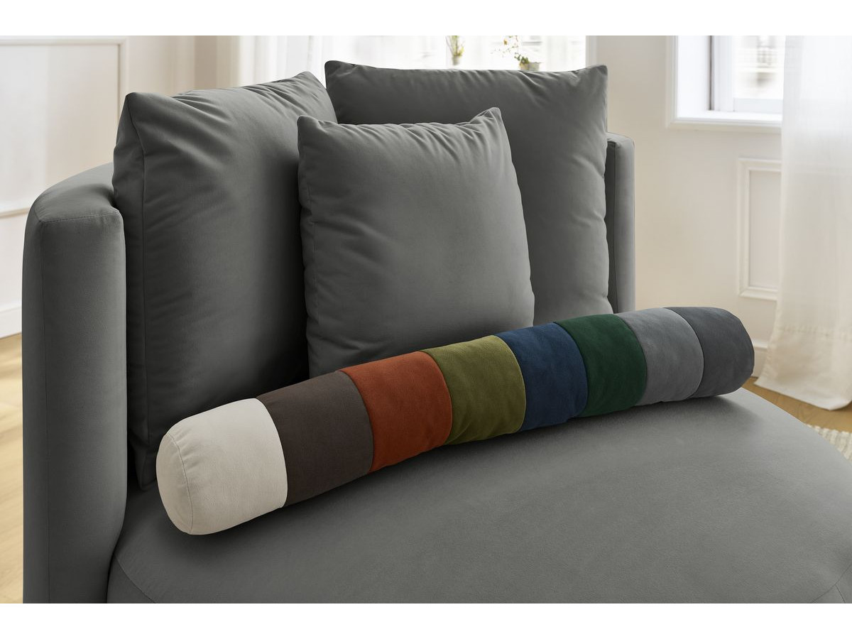 Canapé d'angle fixe EVEREST tissu chiné - Orange - Angle droit - 10 coussins