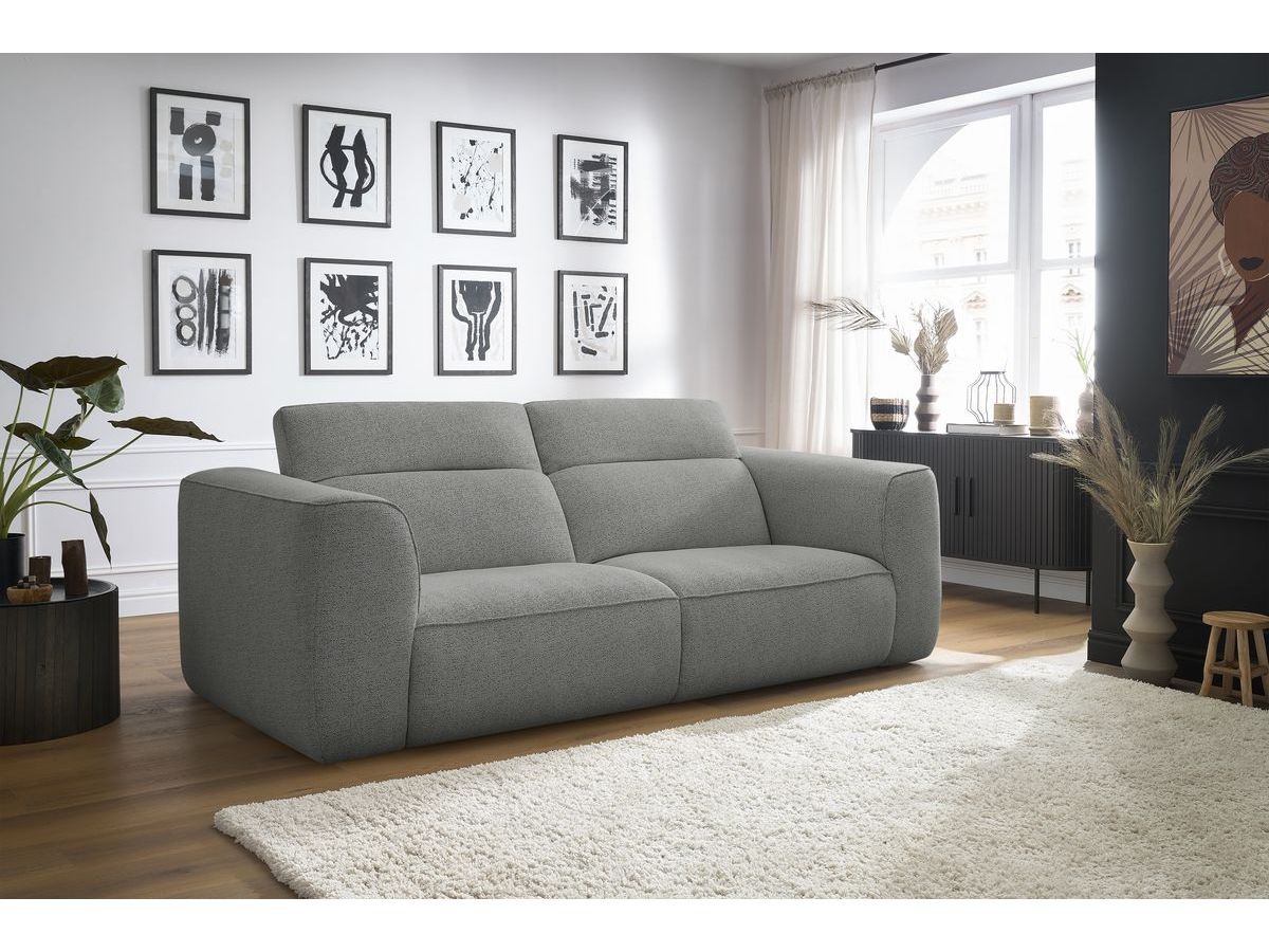 Canapé droit 3 places WILLIAM avec têtières gris clair — vue 5