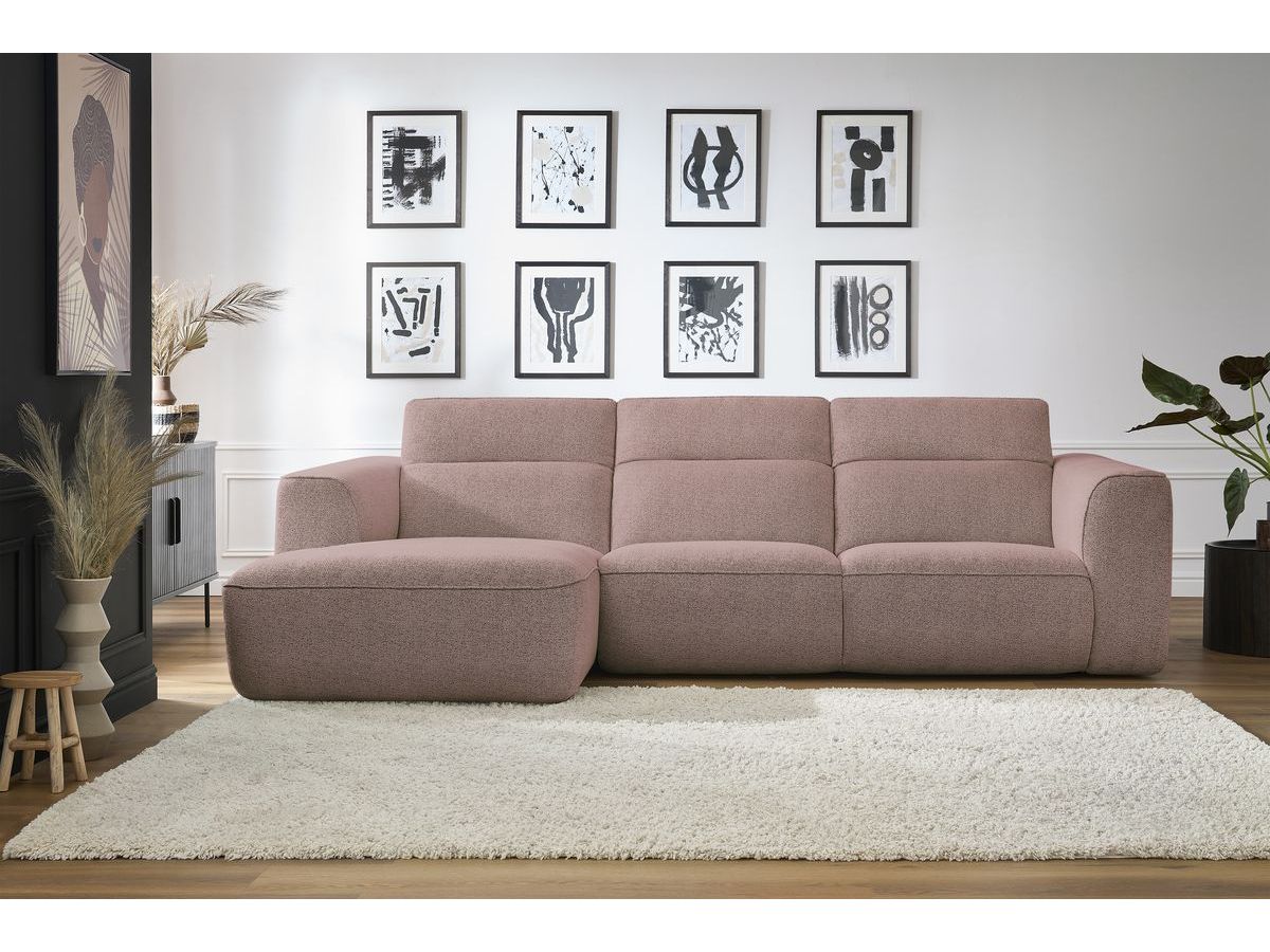 Canapé d'angle fixe WILLIAM avec têtières rose angle gauche BOBOCHIC 3 places - Vue supplémentaire 3