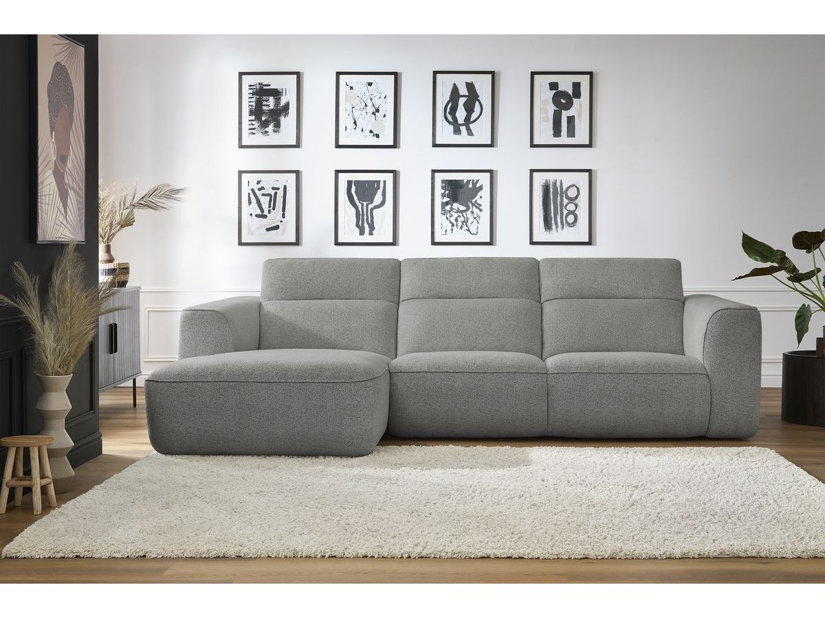 Canapé d'angle fixe WILLIAM avec têtières gris clair angle gauche BOBOCHIC 3 places - Vue supplémentaire 3