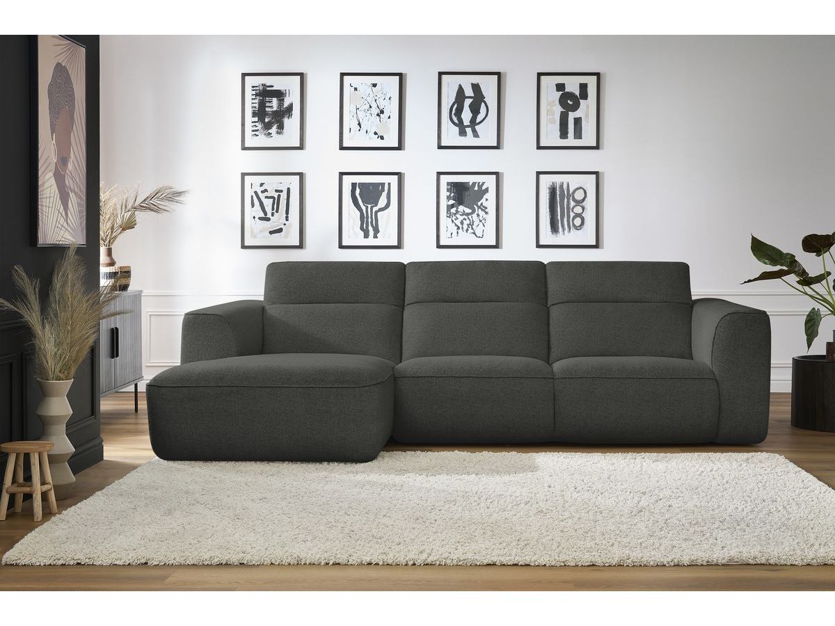 Canapé d'angle fixe WILLIAM avec têtières gris foncé angle gauche BOBOCHIC 3 places - Vue supplémentaire 3