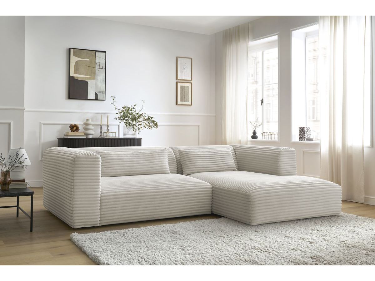 Canapé d'angle HARRY gros côtelé doux beige — vue 5