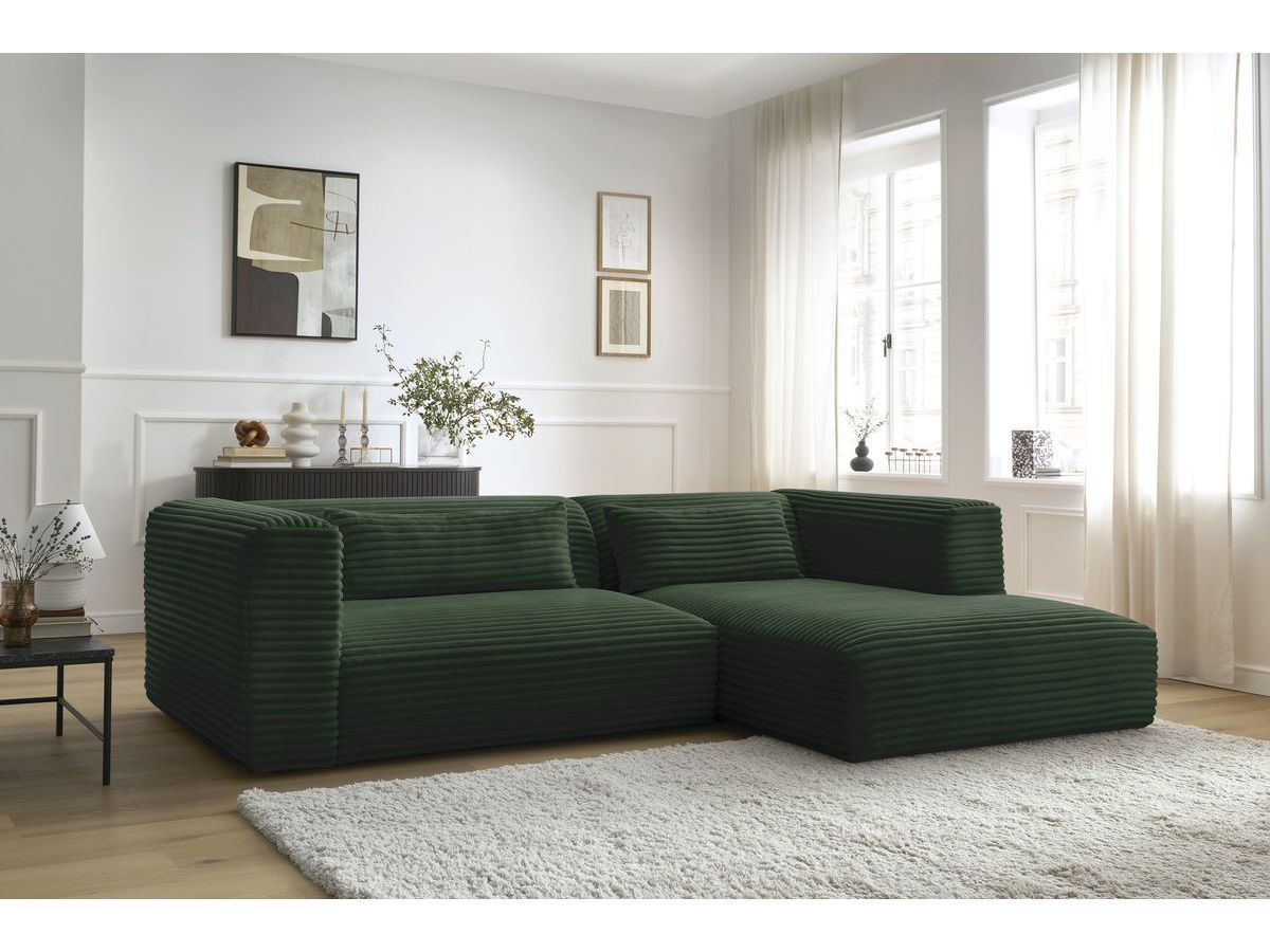 Canapé d'angle HARRY gros côtelé doux vert — vue 5