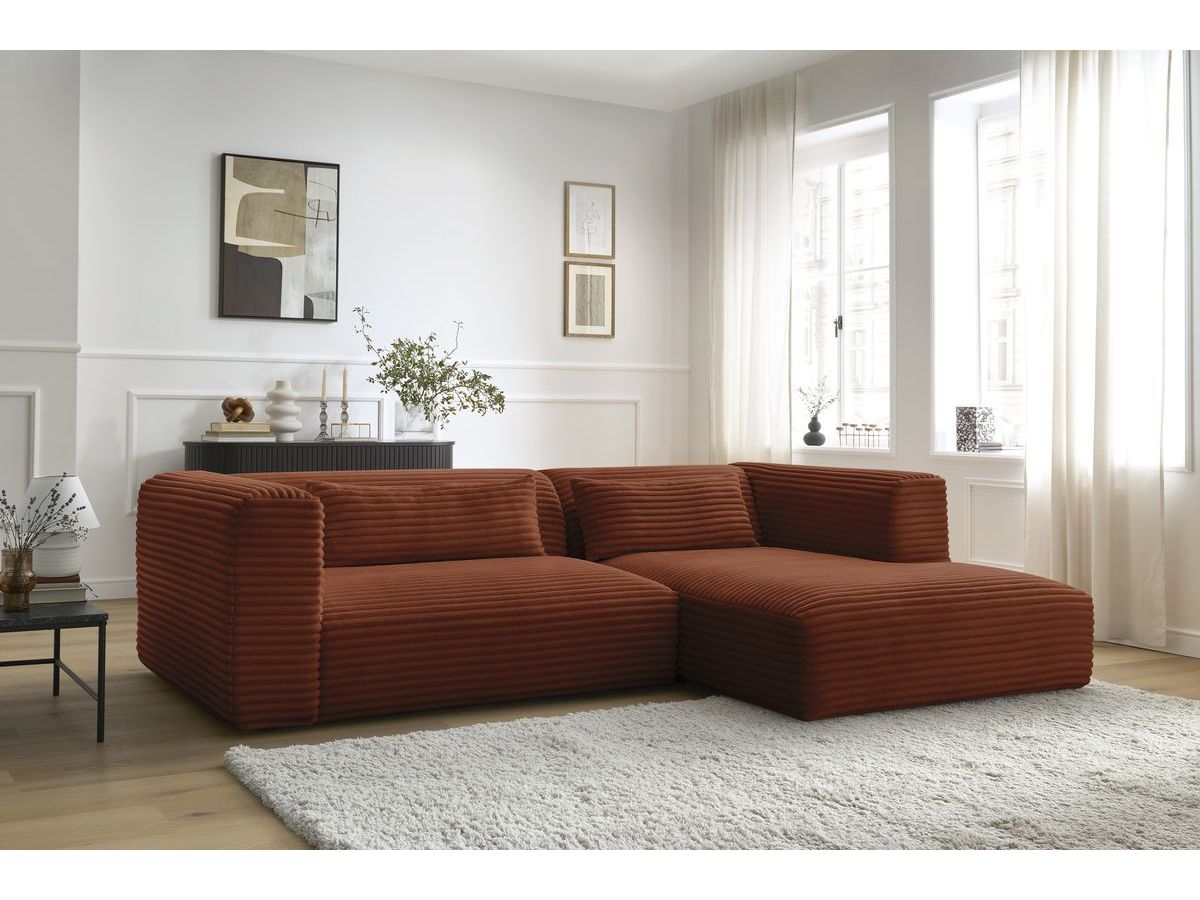 Canapé d'angle HARRY gros côtelé doux orange — vue 5