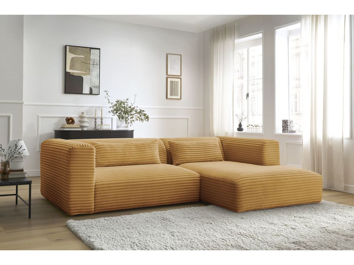 Canapé d'angle HARRY gros côtelé doux jaune — vue 5