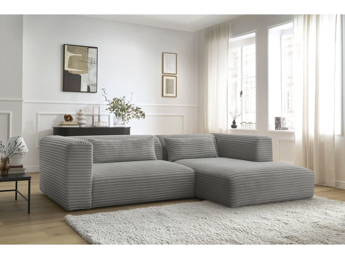 Canapé d'angle HARRY gros côtelé doux gris foncé — vue 5