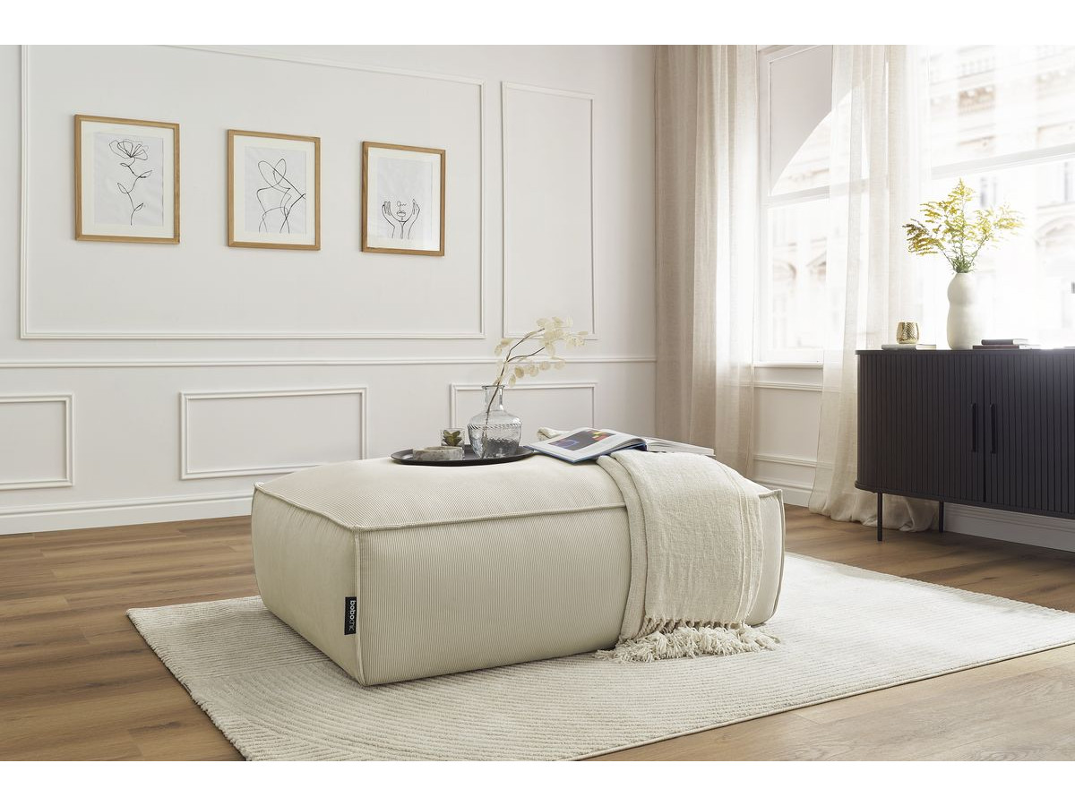 Pouf BOHEME velours côtelé beige