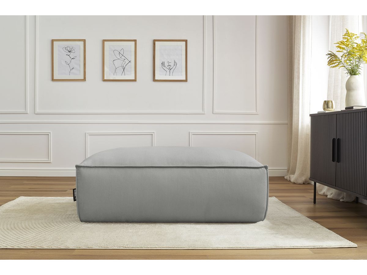 Pouf BOHEME velours côtelé gris clair — vue 6