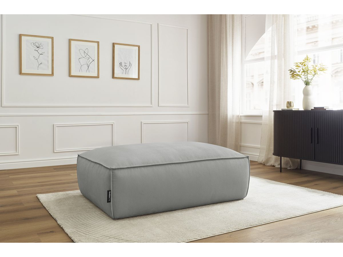 Pouf BOHEME velours côtelé gris clair — vue 5