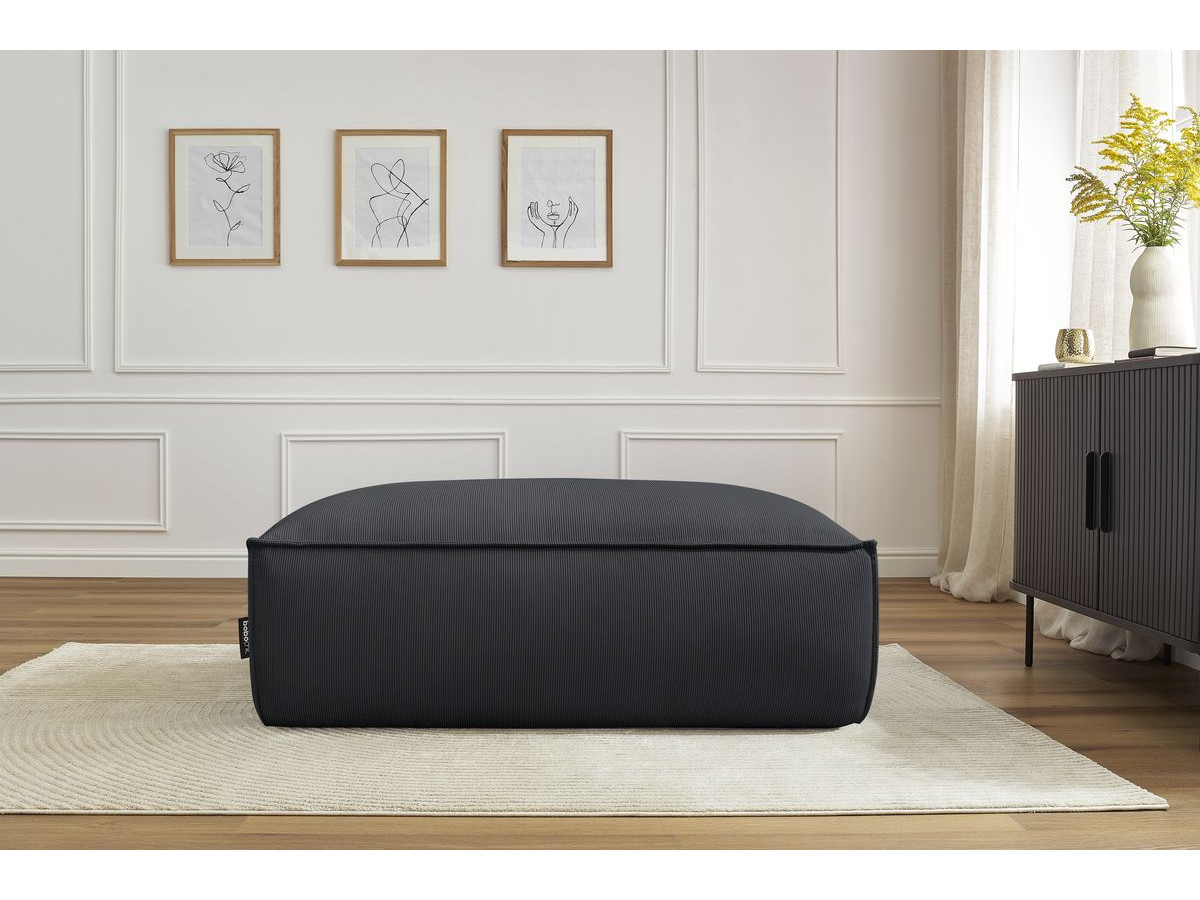 Pouf BOHEME velours côtelé noir — vue 6