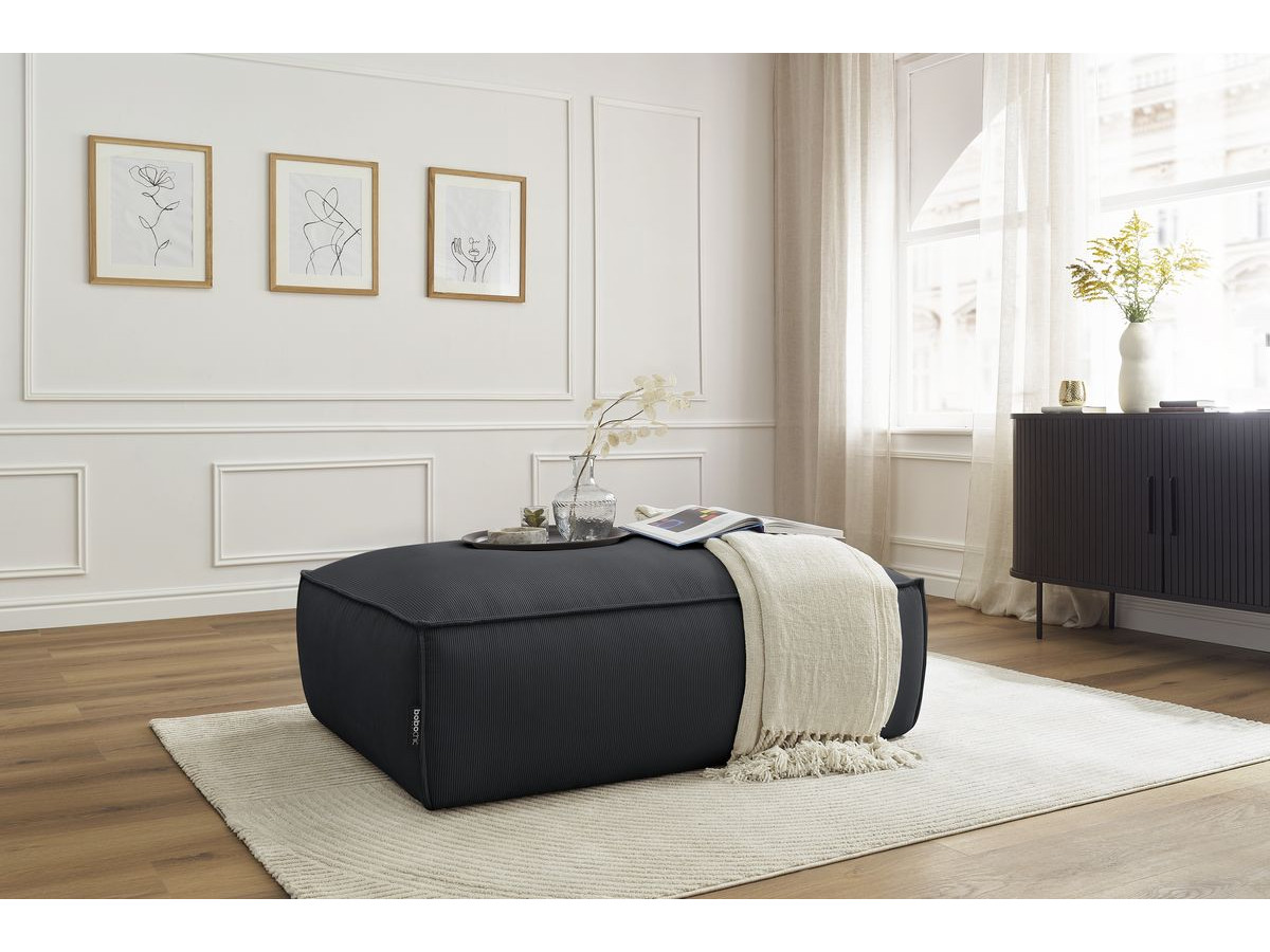 Pouf BOHEME velours côtelé noir