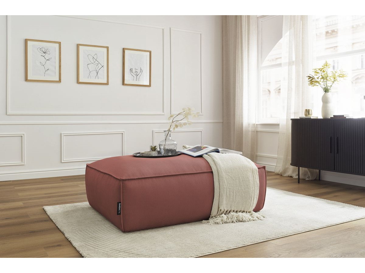 Pouf BOHEME velours côtelé rose