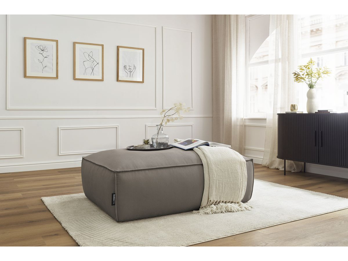 Pouf BOHEME velours côtelé taupe