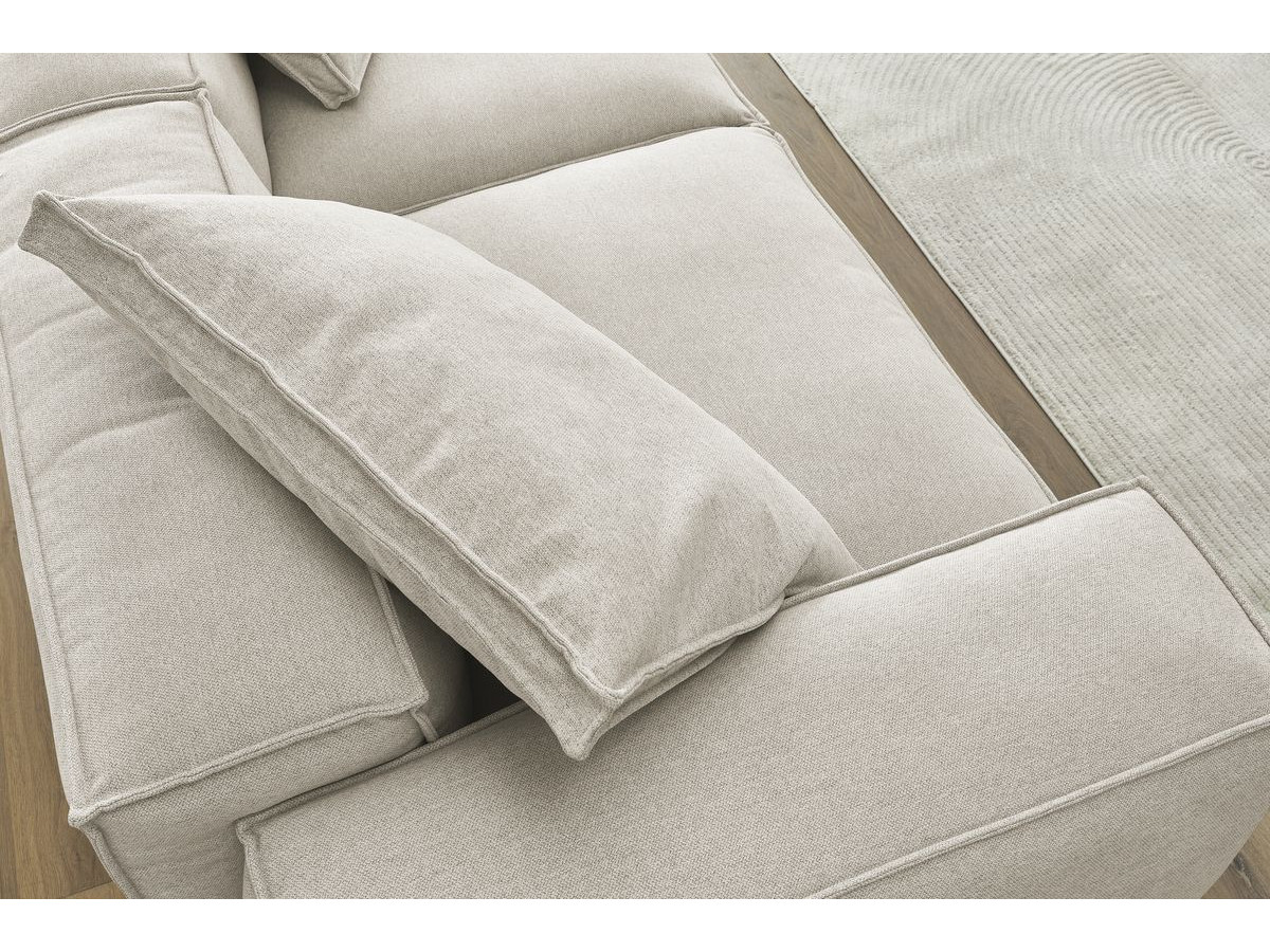 Canapé d'angle fixe EVEREST tissu chiné - Orange - Angle droit - 10 coussins