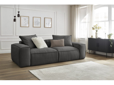 Canapé droit fixe ultra moelleux 3 places BOHEME tissu chiné