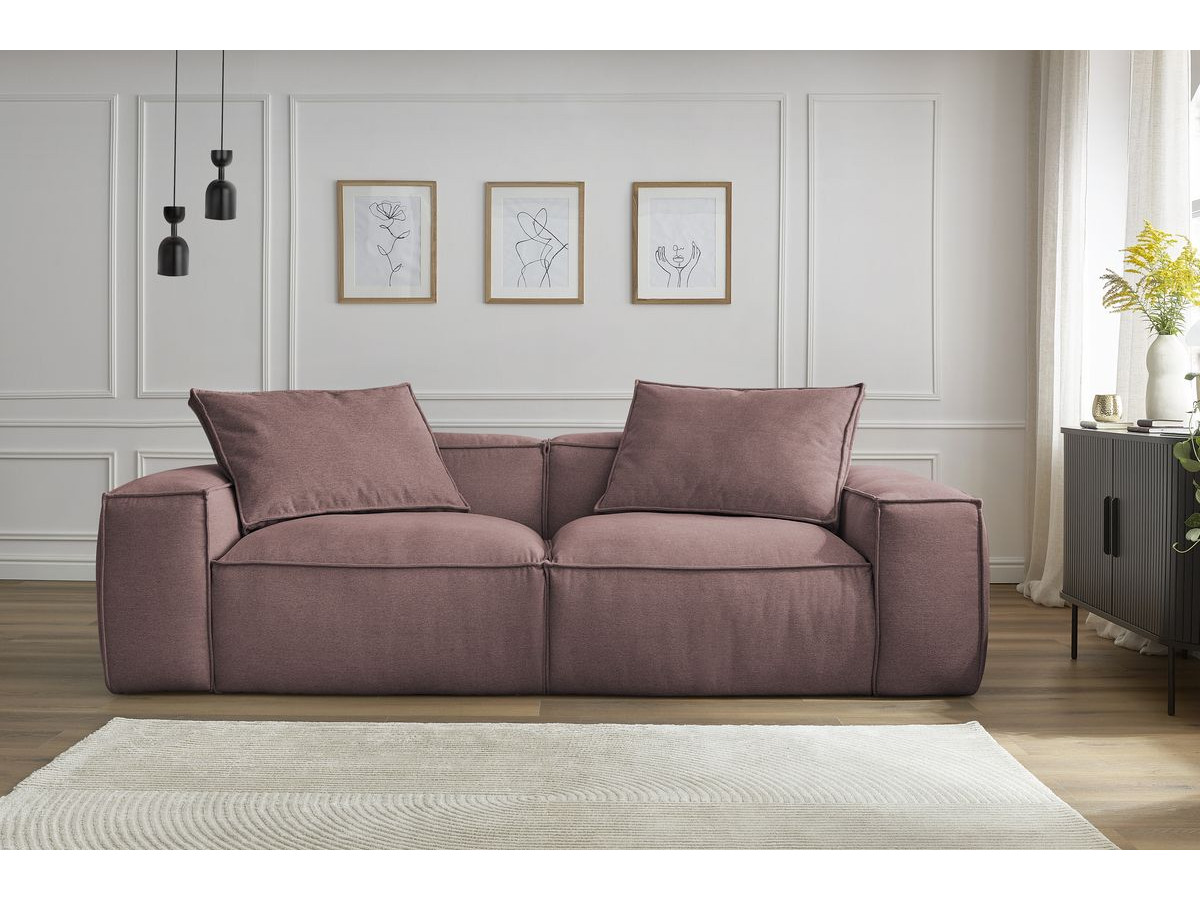 Canapé droit ultra moelleux 3 places BOHEME chiné rose