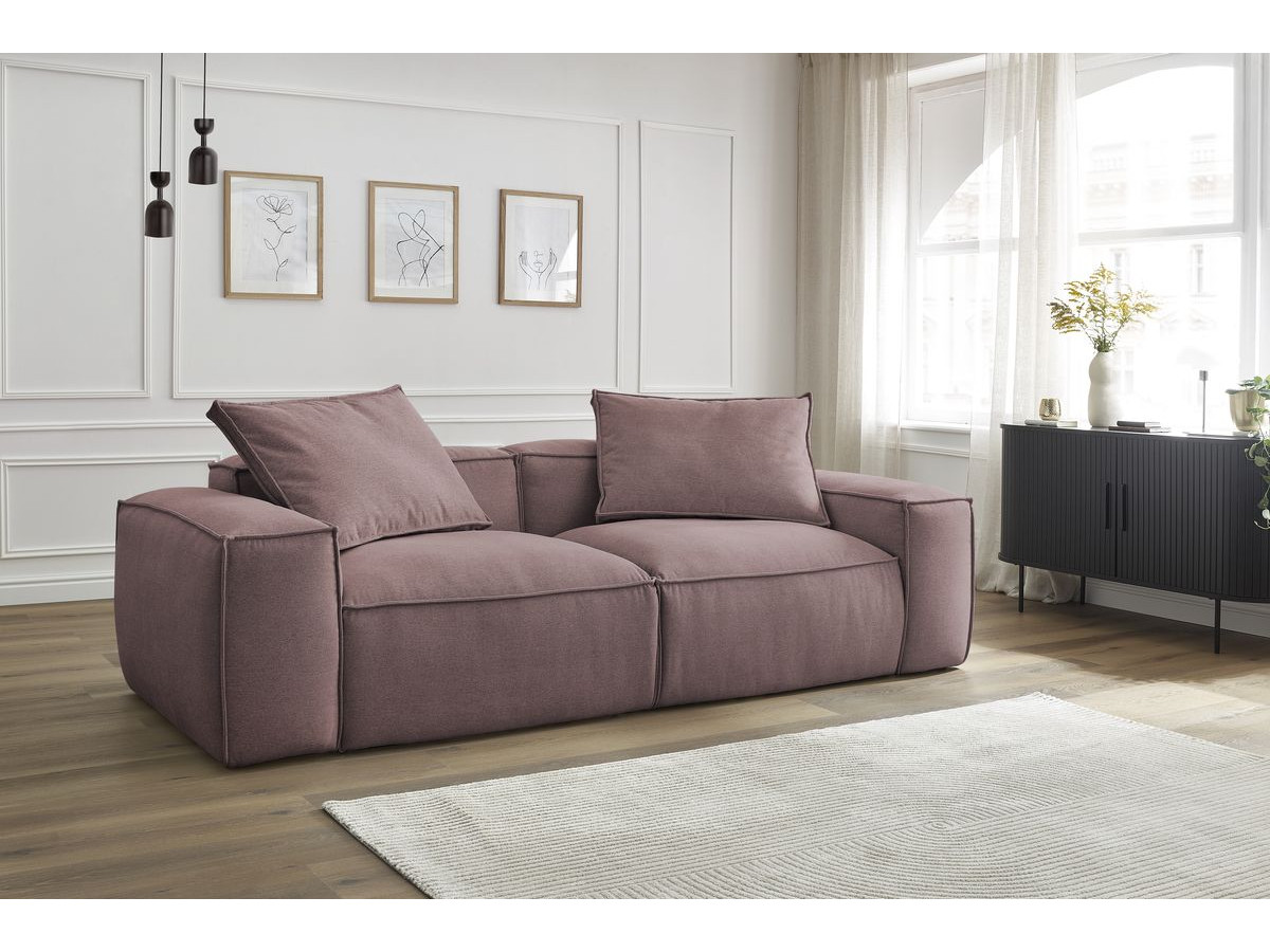 Canapé droit ultra moelleux 3 places BOHEME chiné rose — vue 4