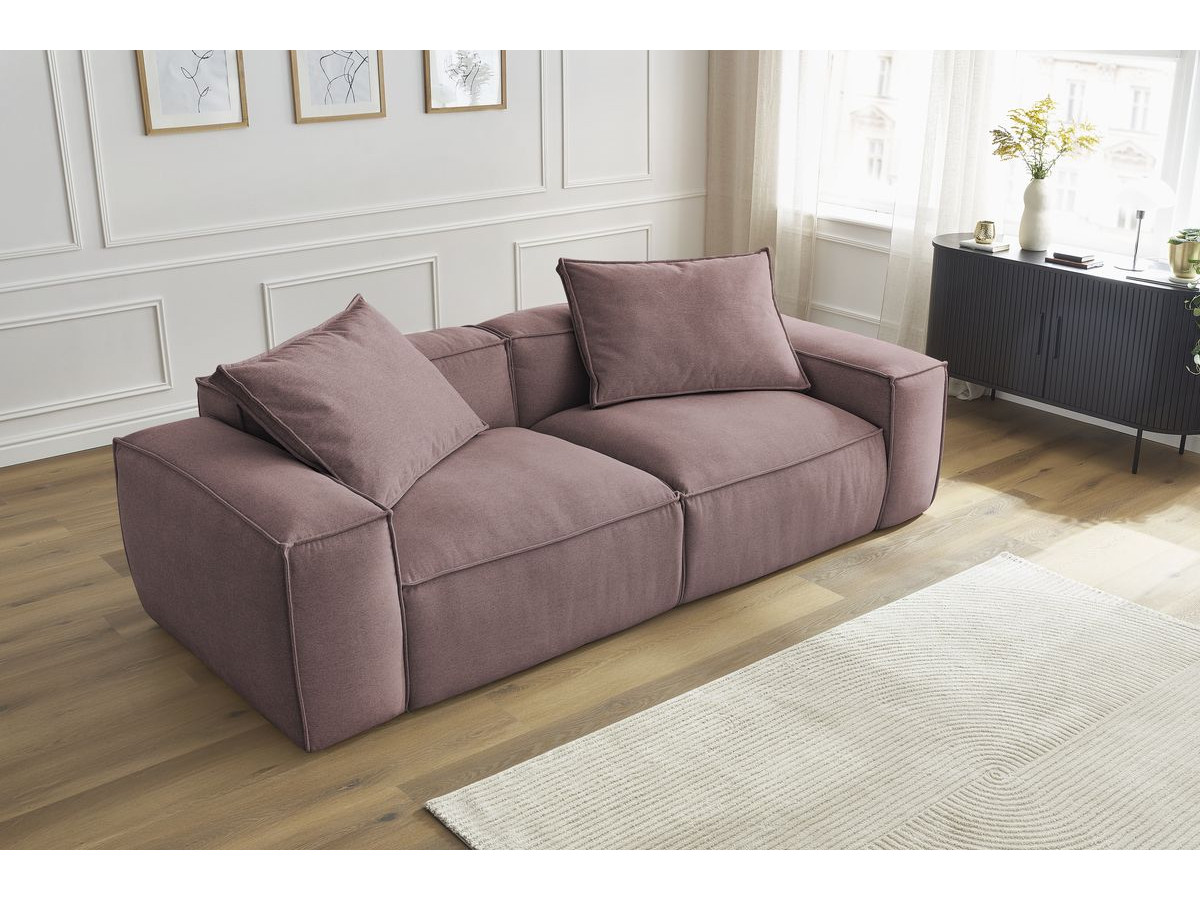 Canapé droit ultra moelleux 3 places BOHEME chiné rose — vue 5