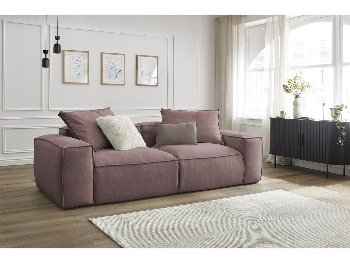 Canapé droit ultra moelleux 3 places BOHEME chiné rose — vue 6