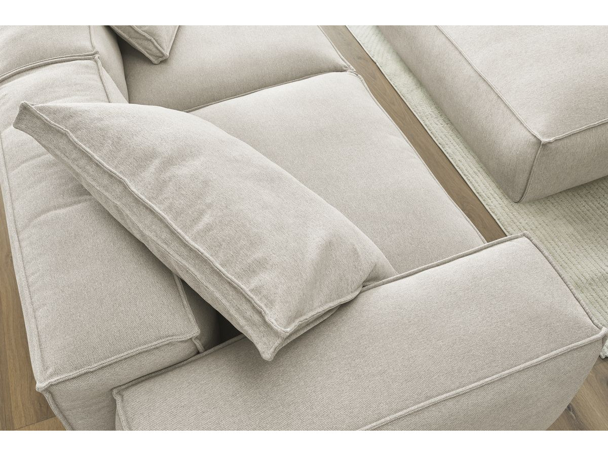 Canapé droit fixe 3 places ultra moelleux BOHEME tissu chiné avec pouf